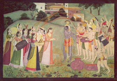 Krishna Celebrating the Festival of Holi, Kangra, Himachal Pradesh, c.1775-1780 by Pahari School